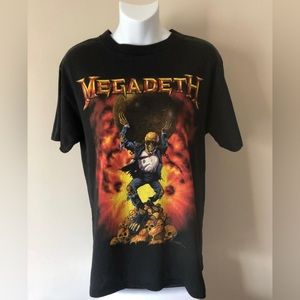 Vintage 1991 “Megadeth” Oxidation of Nations- Tee- Made in USA-BROCKUM- Size MED